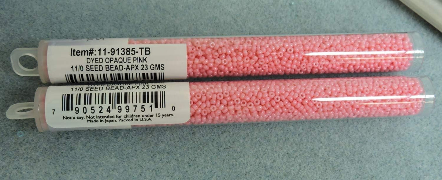 Miyuki Round Glass Seed Beads Size 11/0 Dyed Opaque Pink 23 Grams