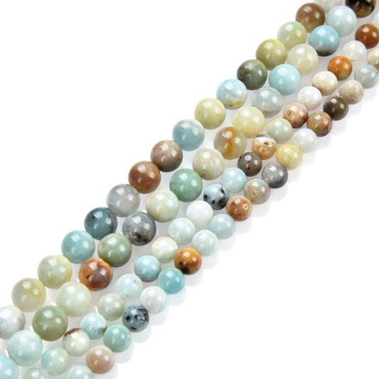 2 Strands Adabele Natural Multi-Color Amazonite Healing Gemstone 4mm (0.16 inch) Small Round Beads Gem Stone Spacer (176-186pcs) for Craft Jewelry Making GF3-4
