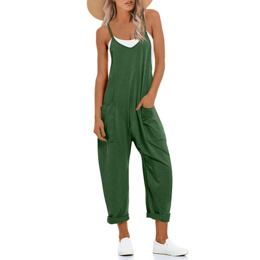 UNIANKIYA One Piece Jumpsuits for Women Casual Sleeveless Spaghetti Strap Rompers Summer Overalls Beach Vacation Outfits 2025