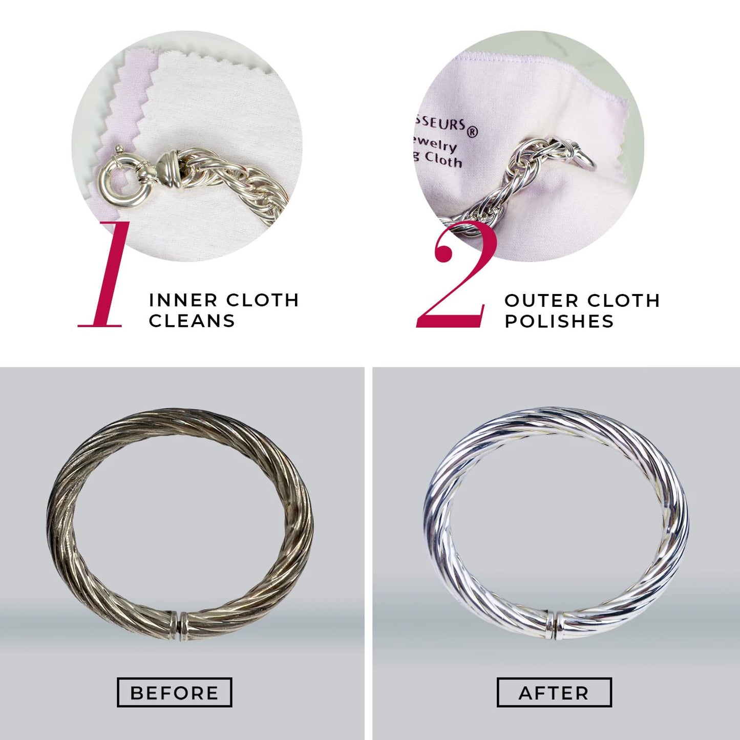 CONNOISSEURS Premium Edition Extra Large Polishing Cloth for Silver Jewelry - Ultrasoft Fabric with Anti-Tarnish Formula - 14x14 Inches