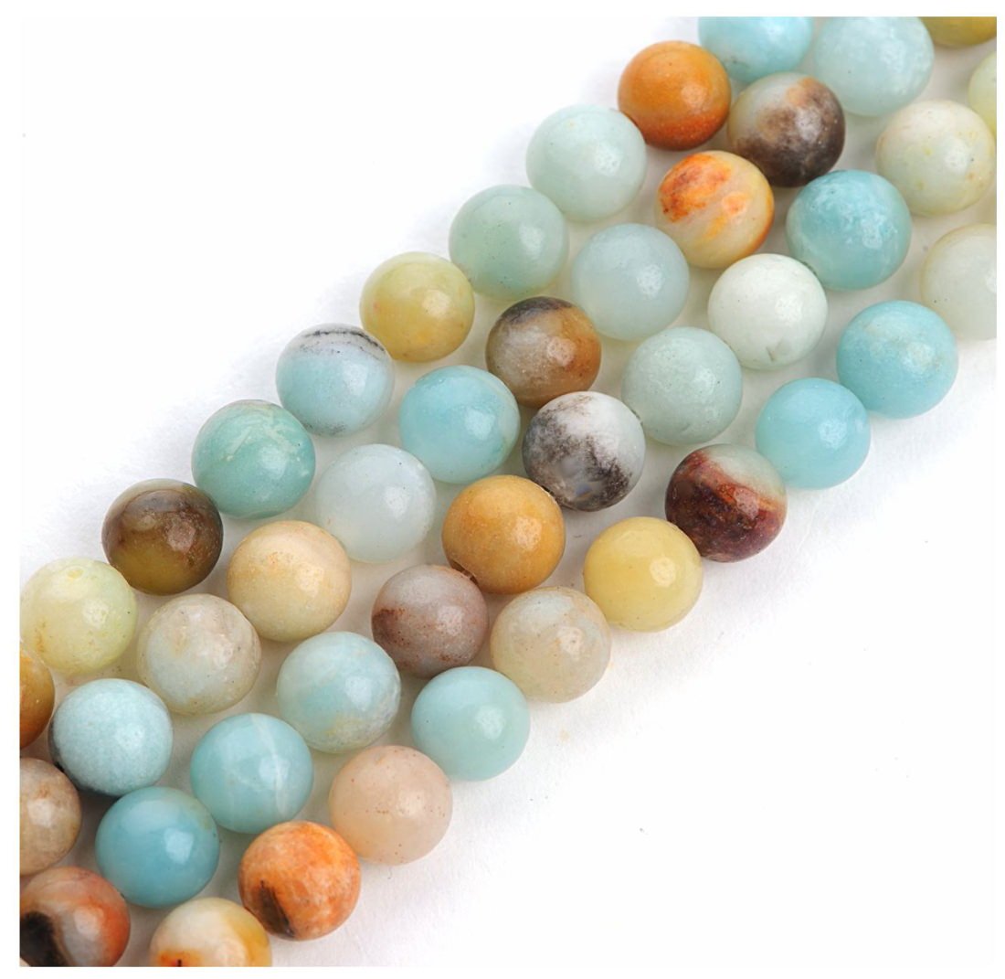 2 Strands Adabele Natural Multi-Color Amazonite Healing Gemstone 4mm (0.16 inch) Small Round Beads Gem Stone Spacer (176-186pcs) for Craft Jewelry Making GF3-4
