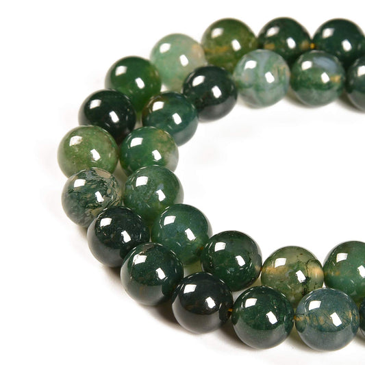 Nancybeads 60pcs 6mm Natural Green Moss Agate Gemstone Round Spacer Loose Stone Beads for Jewelry Making 15.5" 1 Strand (Green Moss Agate, 6mm 60Beads)