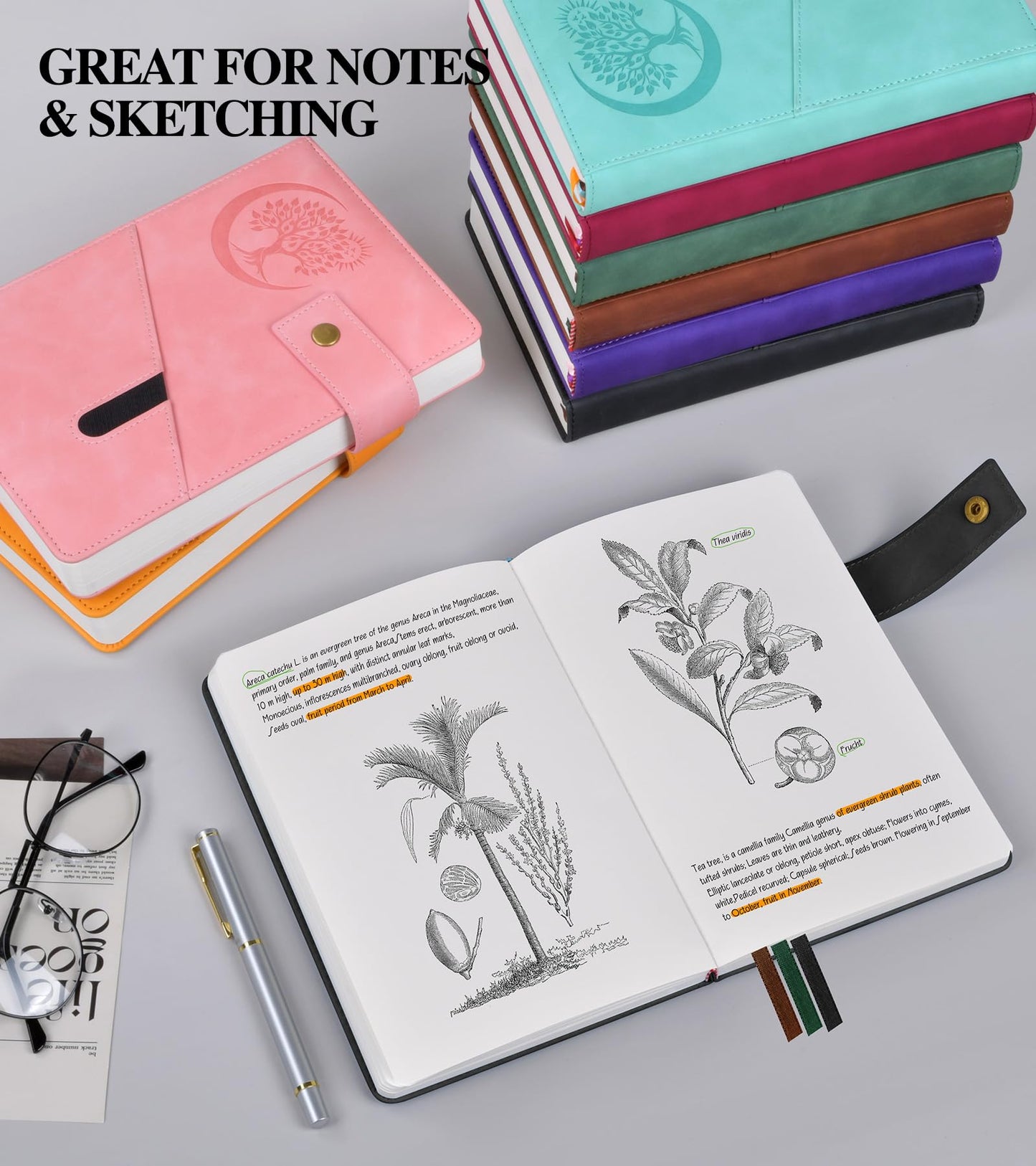 PAIBAS Blank Journal Notebook, A5 Hardcover Leather Sketchbook with 200 Pages Thick Blank Paper for Men Women, Unlined Drawing & Writing Journal, 5.9" x 8.4" Plain Notebook (black)