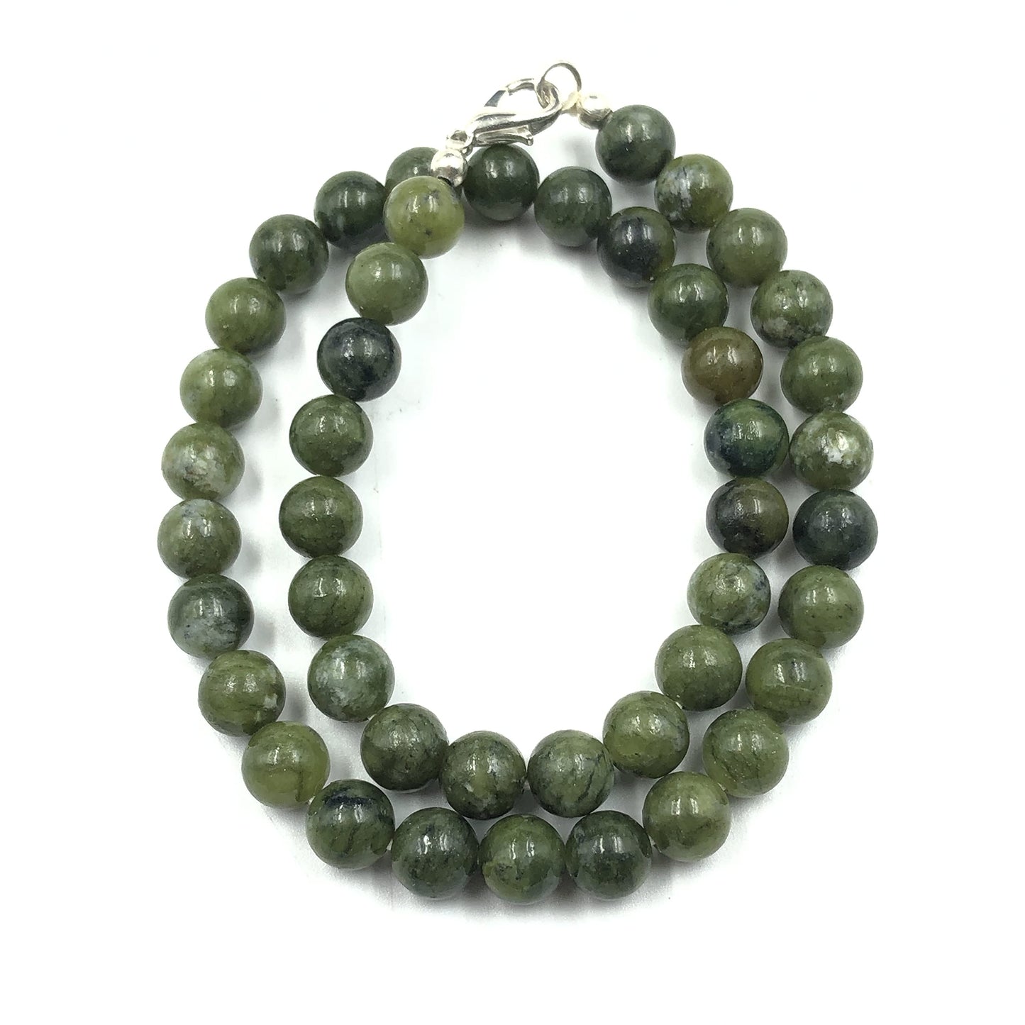SHYAAN JEWELS AAA Perfect Natural GREEN JADE Gemstone 8mm Round Beaded Stretchable 15.5" Inches Choker Necklace