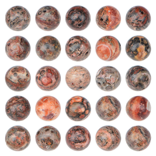 NCB 100pcs Original Natural Stone Beads Gemstone Round Loose Beads 6mm Genuine Real Stone Energy Beads for DIY Jewelry Making, Stretch Unisex (Red Leopard Fur Jasper, 6mm 100Beads)