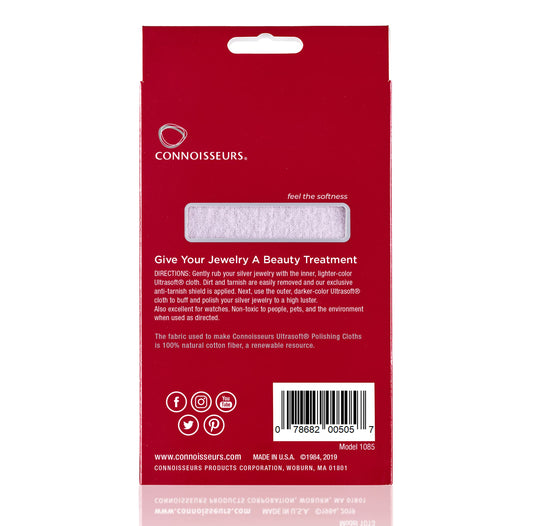 CONNOISSEURS Premium Edition Extra Large Polishing Cloth for Silver Jewelry - Ultrasoft Fabric with Anti-Tarnish Formula - 14x14 Inches