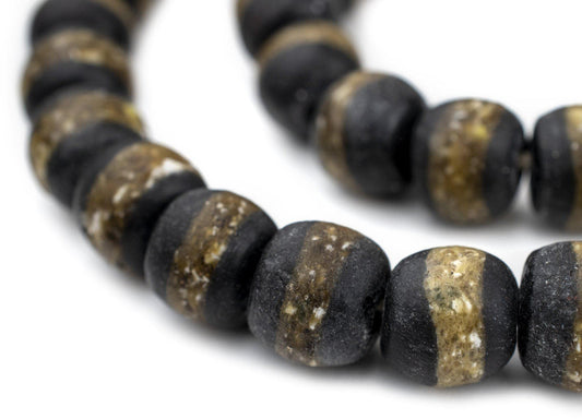 The Bead Chest African Kente Beads - Full Strand of Krobo Glass Beads (Black)