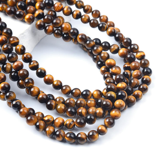 4mm Natural Yellow Tiger Eye Beads Round Gemstone Loose Beads for Jewelry Making (90-95pcs/strand)
