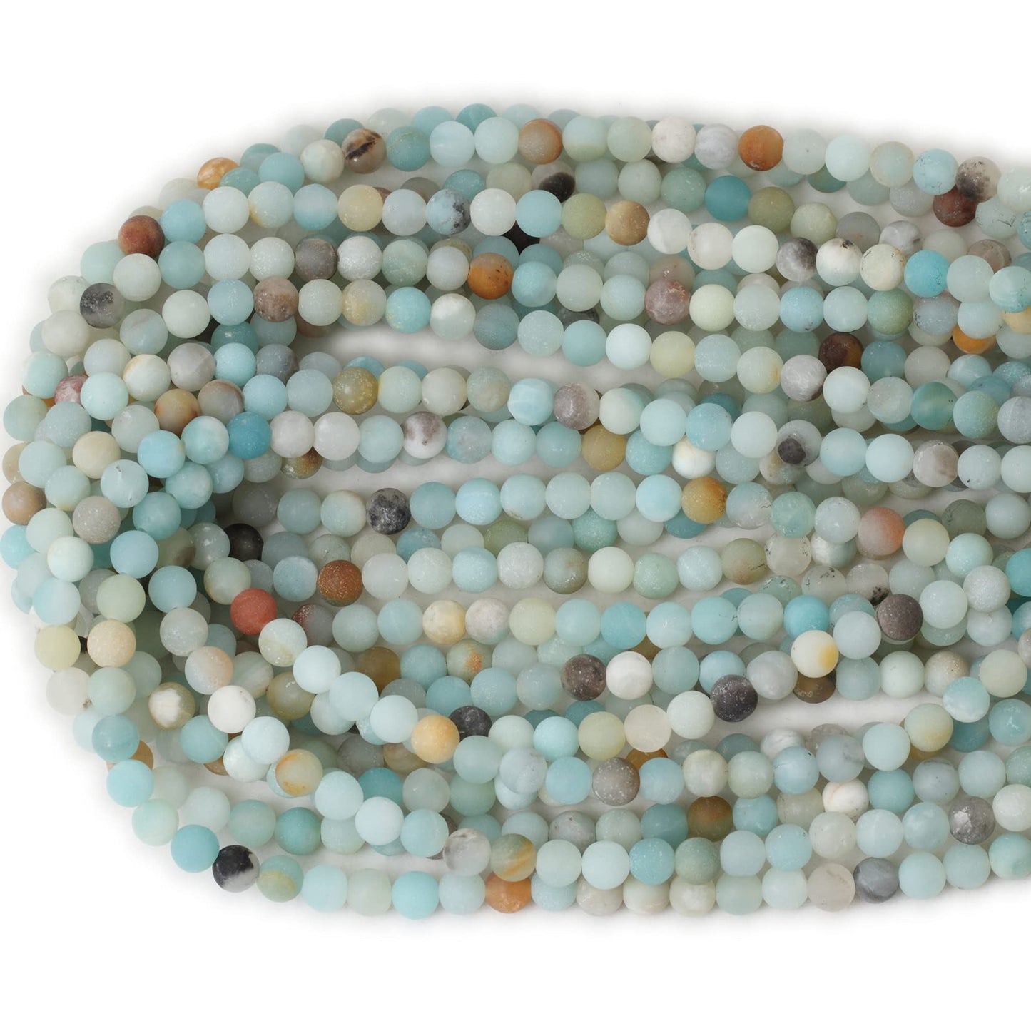 CHEAVIAN 60PCS 6mm Natural Colorful Frosted Amazonite Gemstone Round Loose Beads Stone Beads for Jewelry Making DIY 1 Strand 15"