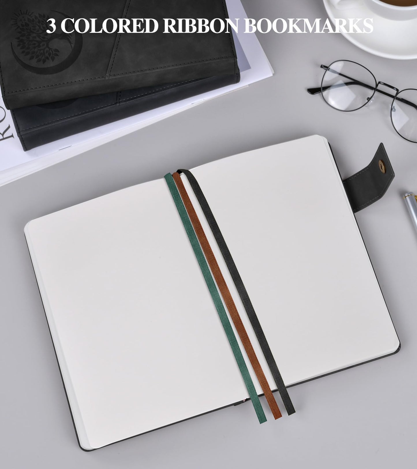 PAIBAS Blank Journal Notebook, A5 Hardcover Leather Sketchbook with 200 Pages Thick Blank Paper for Men Women, Unlined Drawing & Writing Journal, 5.9" x 8.4" Plain Notebook (black)