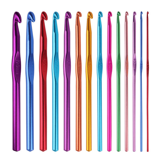 14PCS Aluminum Crochet Hooks Knitting Needles Craft Yarn 2.0mm/2.5mm/3.0mm/3.5mm/4.0mm/4.5mm/5.0mm/5.5mm/6.0mm/6.5mm/7.0mm/8.0mm/9.0mm/10.0mm
