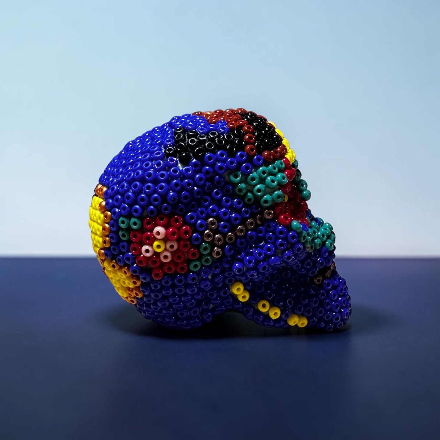 Mini Beaded Bird Head Sugar Skull Art Sculpture