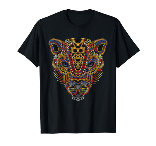 Jaguar head art huichol face mexico Aztec Mayas for big cats T-Shirt