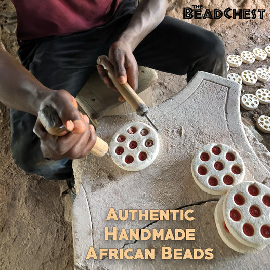 The Bead Chest African Recycled Glass Beads – Handmade in Ghana – Earth Swirl 11mm Strand for Jewelry Making, Crafts, and Home Decor I Approximately 50 Beads