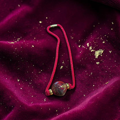 Fireball Necklace - Bold Red Beaded Necklace with Large Decorative Glass