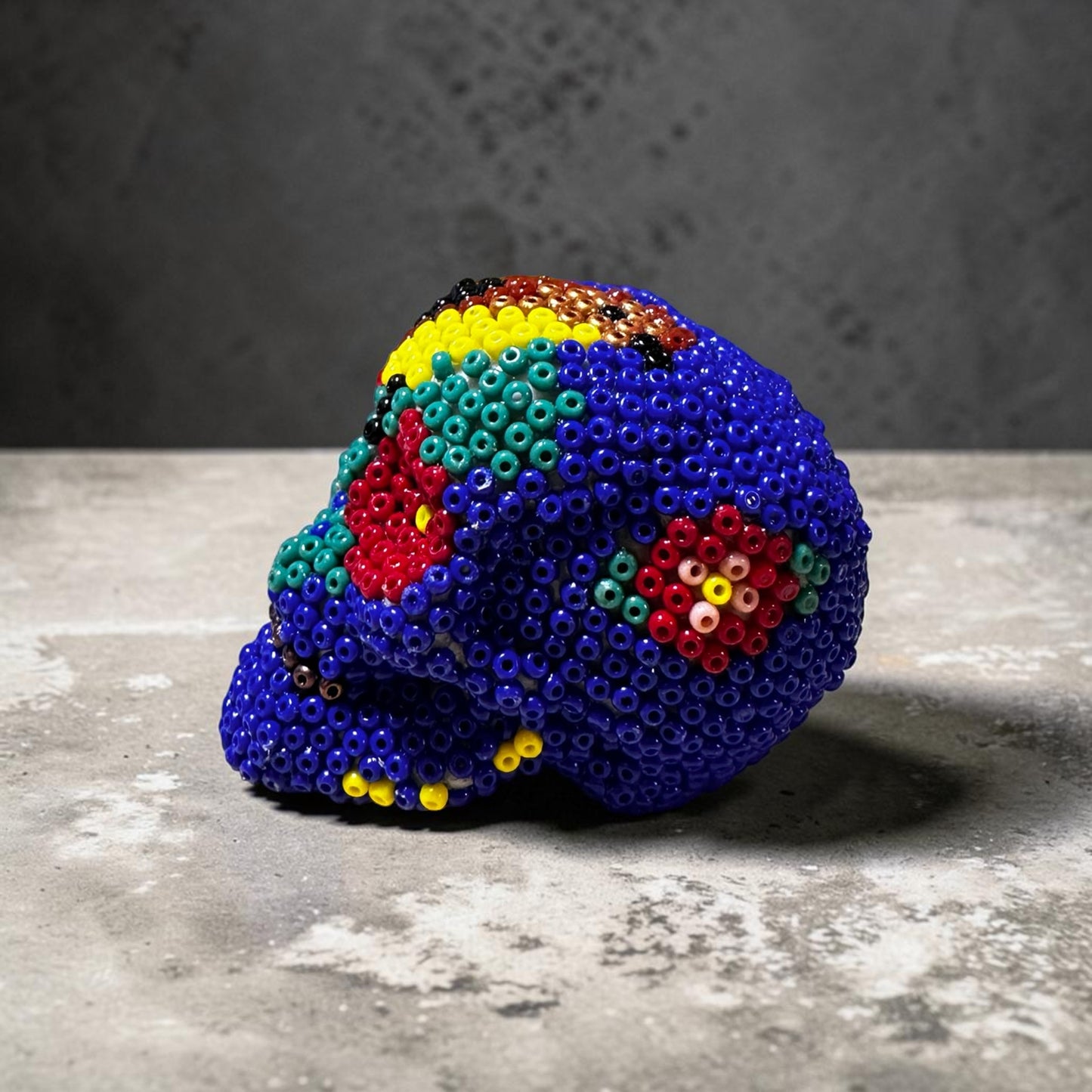 Mini Beaded Bird Head Sugar Skull Art Sculpture