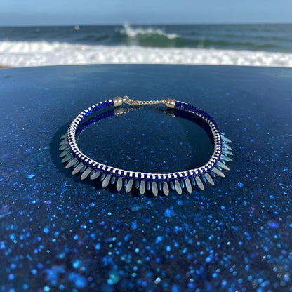 Ocean Breeze Beaded Necklace — Handcrafted Elegance in Blue & White