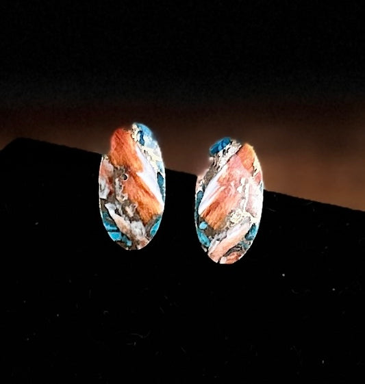 Ocean Jasper Earrings – Handmade Bohemian Studs with Natural Stone