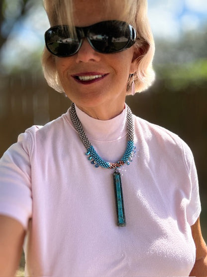 Azure Tides Beaded Statement Necklace