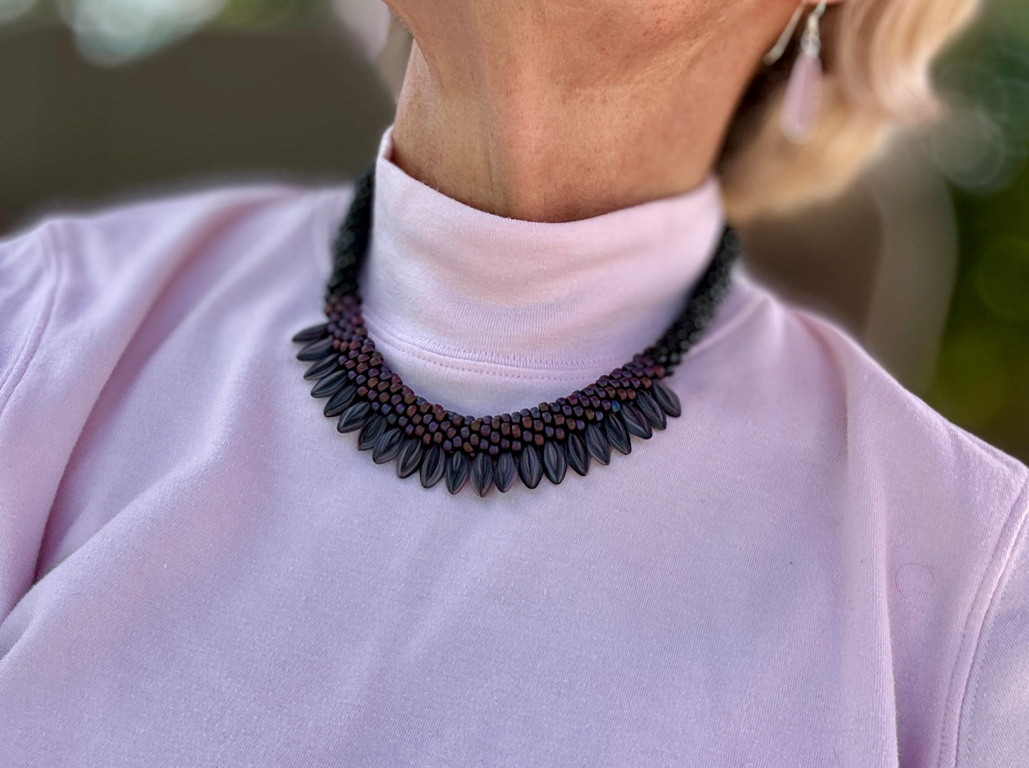 Purple Melon Seed Necklace