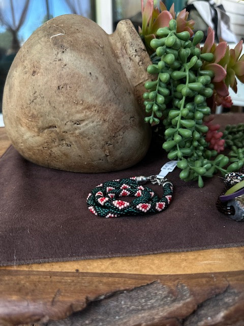 Vibrant Hand-Crocheted Beaded Necklace with Geometric Pattern