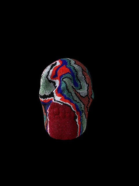 Beaded Mindscape — One-of-a-Kind Beaded Skull Sculpture