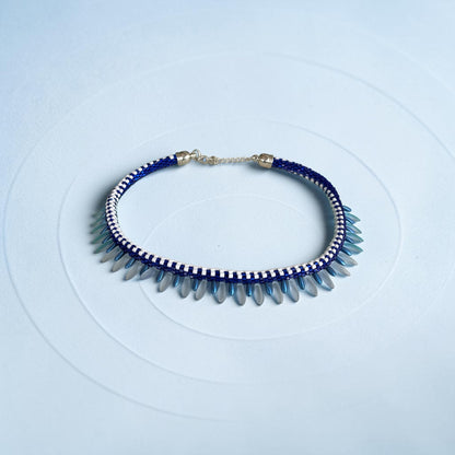 Ocean Breeze Beaded Necklace — Handcrafted Elegance in Blue & White