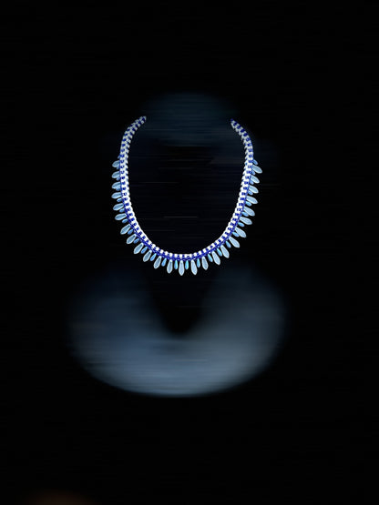 Ocean Breeze Beaded Necklace — Handcrafted Elegance in Blue & White