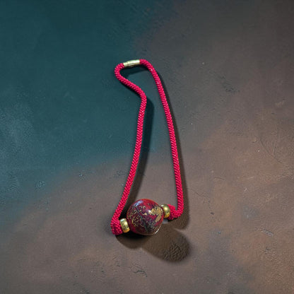 Fireball Necklace - Bold Red Beaded Necklace with Large Decorative Glass