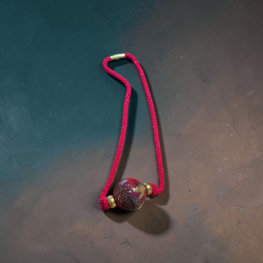 Fireball Necklace - Bold Red Beaded Necklace with Large Decorative Glass