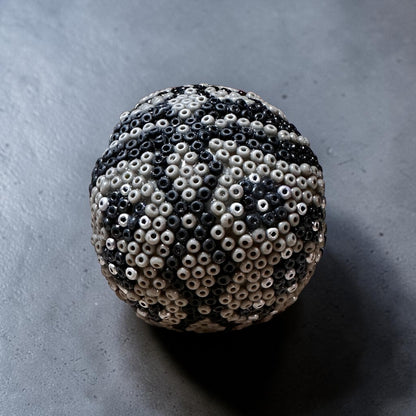 Mini Beaded Gray Sugar Skull Art Sculpture