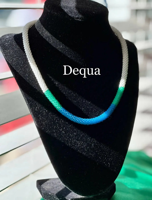 Coastal Breeze Hand-Crocheted Beaded Necklace in Blue, Green, and White image 0